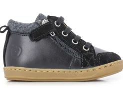 chaussures bebe du 18 au 27 - Semelle souple - bebe garcon - Cuir - Noir - Shoo pom
