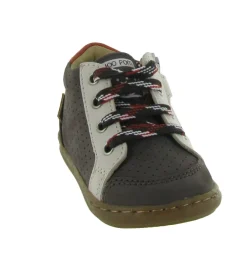 chaussures bebe du 18 au 27 - Semelle souple - bebe garcon - Cuir - Gris - Shoo pom