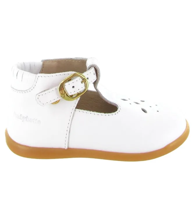 chaussures bebe du 18 au 27 - Semelle souple - bebe fille - Cuir - Blanc - Babybotte