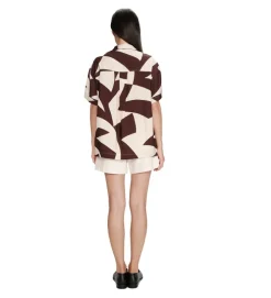 chemise - MANCHE COURTE - vetement femme - Synthétique - Chocolat - Grace and mila