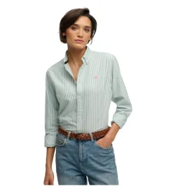 chemise - MANCHE LONGUE - vetement femme - Coton - Vert - Superdry