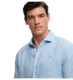 chemise - MANCHE LONGUE - vetement homme - Coton - Bleu - Superdry