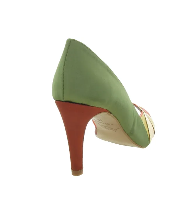 escarpins et trotteurs - A bout ouvert - femme - Cuir - Vert - Creatis