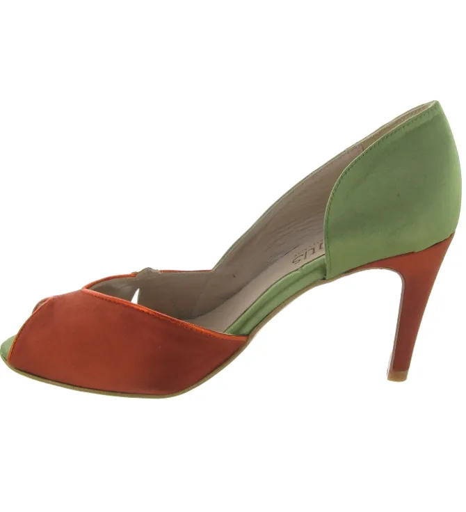 escarpins et trotteurs - A bout ouvert - femme - Cuir - Vert - Creatis