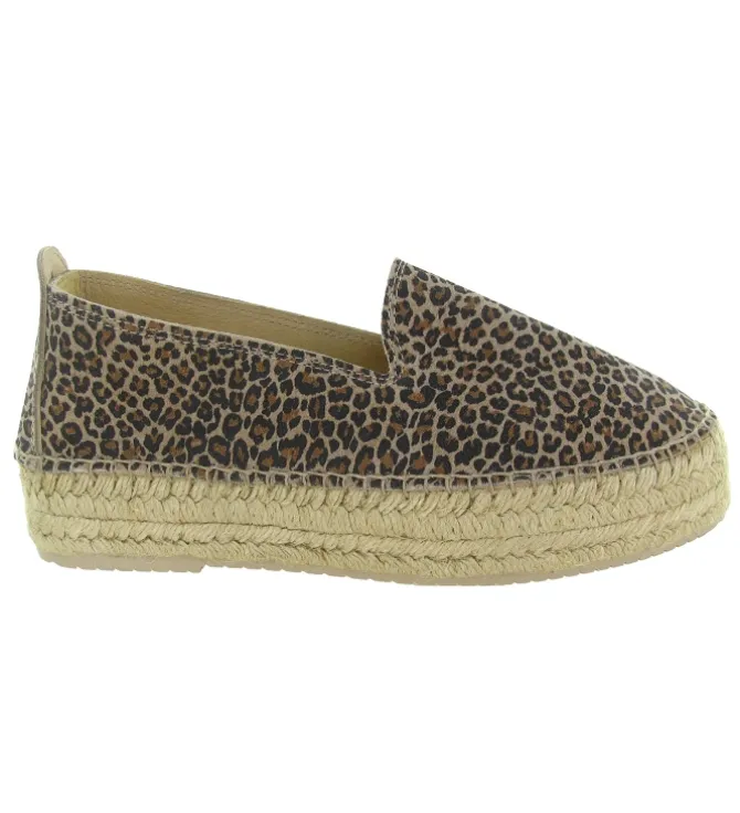 espadrilles - Espadrille plate - femme - Nubuck - Léopard - Bayona