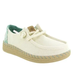 espadrilles - Espadrille plate - femme - Toile - Blanc - Hey dude