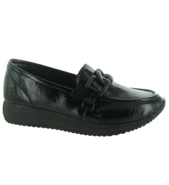 mocassins - Compensé - femme - Cuir - Noir - Remonte