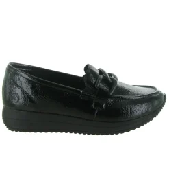 mocassins - Compensé - femme - Cuir - Noir - Remonte