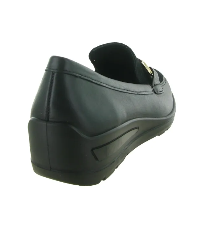 mocassins - Compensé - femme - Cuir - Noir - Ara