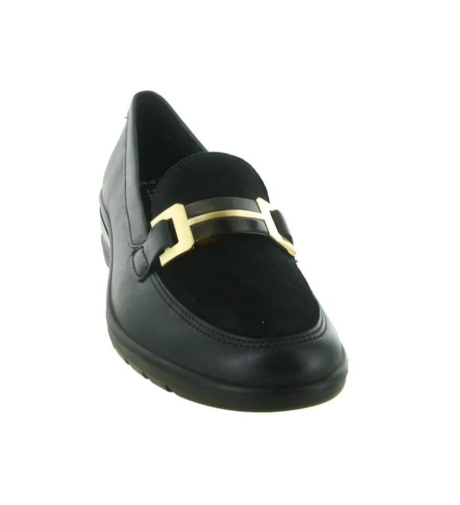mocassins - Compensé - femme - Cuir - Noir - Ara