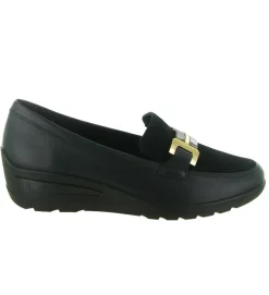 mocassins - Compensé - femme - Cuir - Noir - Ara