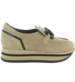 mocassins - Compensé - femme - Cuir - Beige - Softwaves
