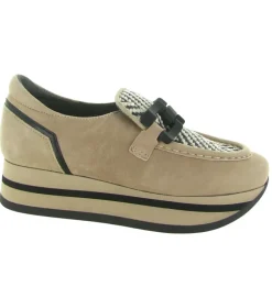 mocassins - Compensé - femme - Cuir - Beige - Softwaves