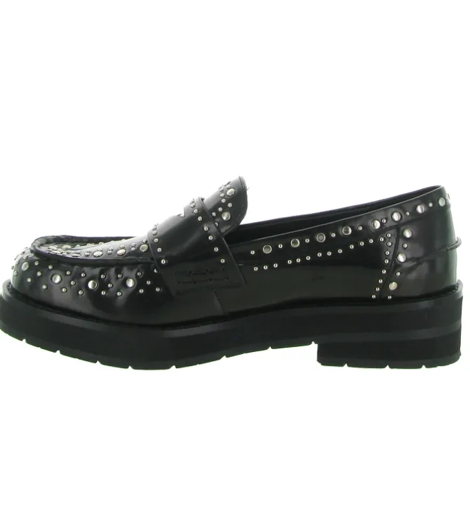 mocassins - Compensé - femme - Cuir - Noir - Bibi lou