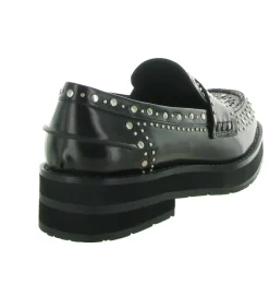 mocassins - Compensé - femme - Cuir - Noir - Bibi lou