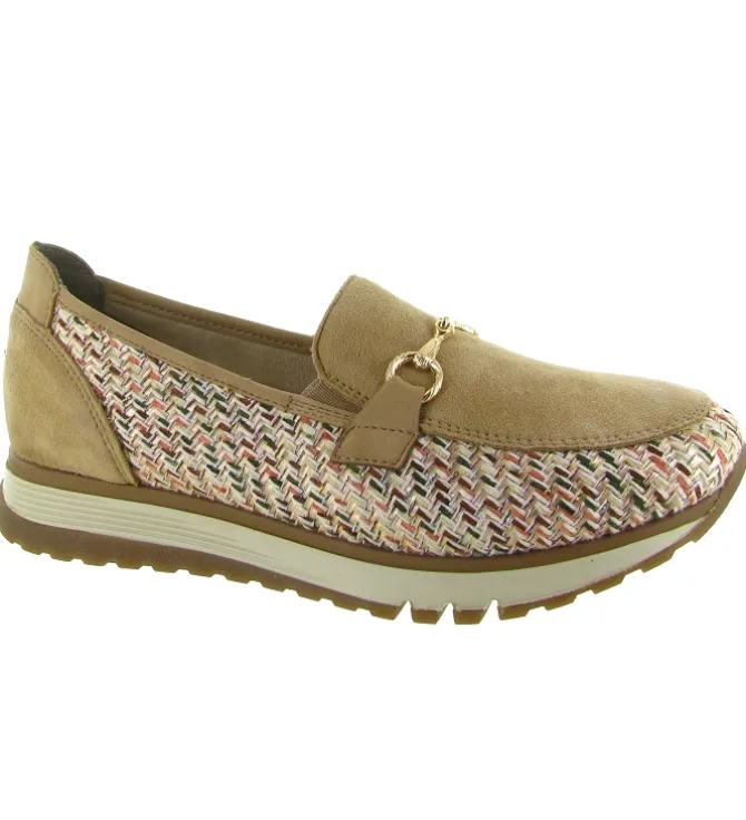 mocassins - Compensé - femme - Cuir - Beige - Rieker