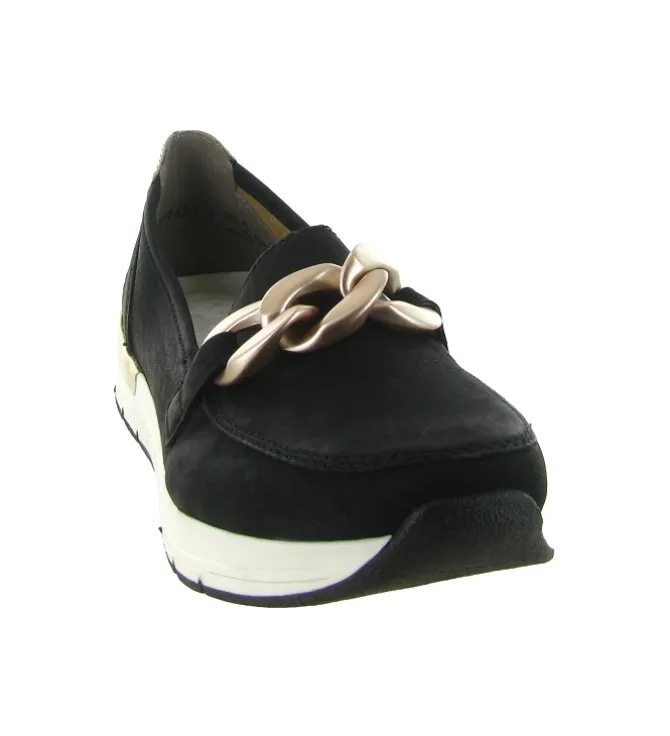mocassins - Compensé - femme - Cuir - Noir - Rieker