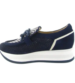 mocassins - Compensé - femme - Cuir - Bleu Marine - Softwaves