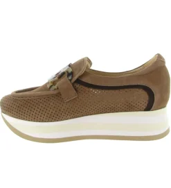 mocassins - Compensé - femme - Cuir - Chestnut - Softwaves