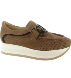 mocassins - Compensé - femme - Cuir - Chestnut - Softwaves