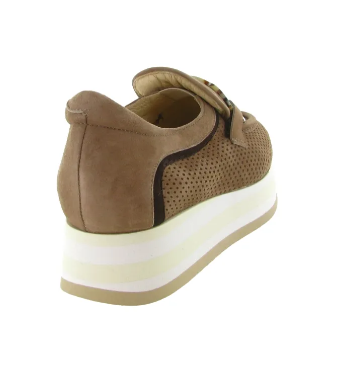 mocassins - Compensé - femme - Cuir - Chestnut - Softwaves