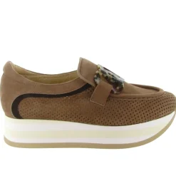 mocassins - Compensé - femme - Cuir - Chestnut - Softwaves