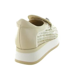 mocassins - Compensé - femme - Cuir - Argent - Softwaves