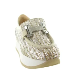 mocassins - Compensé - femme - Cuir - Argent - Softwaves