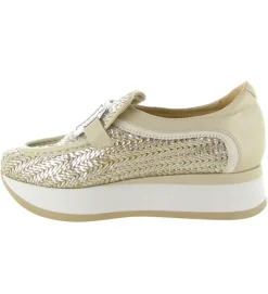 mocassins - Compensé - femme - Cuir - Argent - Softwaves