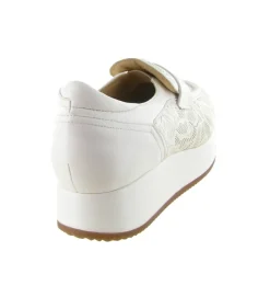 mocassins - Compensé - femme - Cuir - Blanc - Softwaves