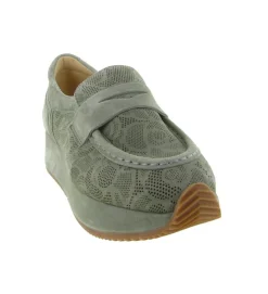 mocassins - Compensé - femme - Cuir - Vert amande - Softwaves