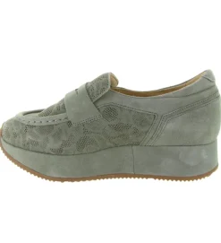 mocassins - Compensé - femme - Cuir - Vert amande - Softwaves