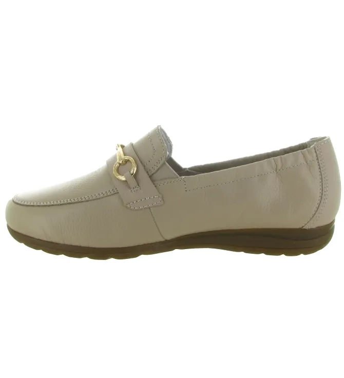 mocassins - Compensé - femme - Cuir - Beige - Rieker