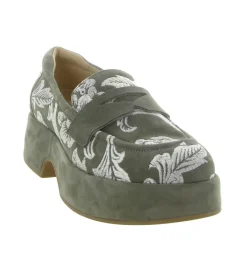 mocassins - Compensé - femme - Cuir - Kaki - Softwaves