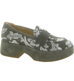 mocassins - Compensé - femme - Cuir - Kaki - Softwaves