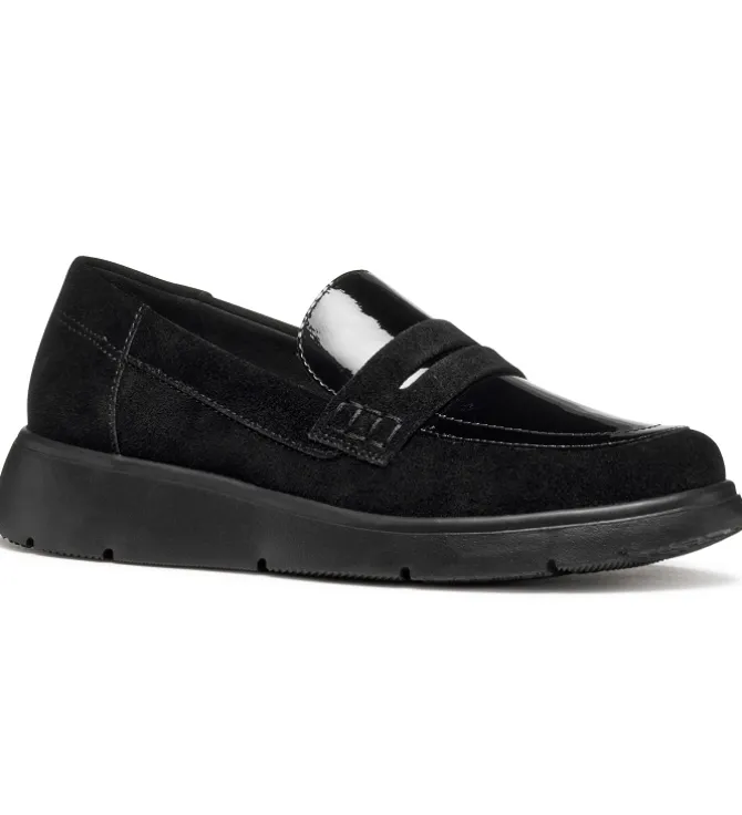 mocassins - Compensé - femme - Nubuck - Noir - Geox