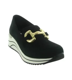 mocassins - Compensé - femme - Nubuck - Noir - Remonte