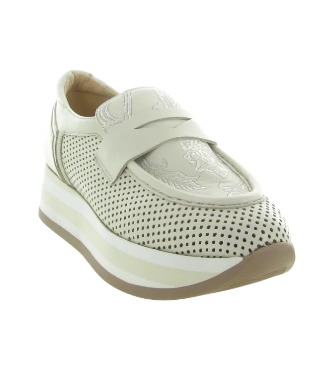 mocassins - Compensé - femme - Nubuck - Crème - Softwaves