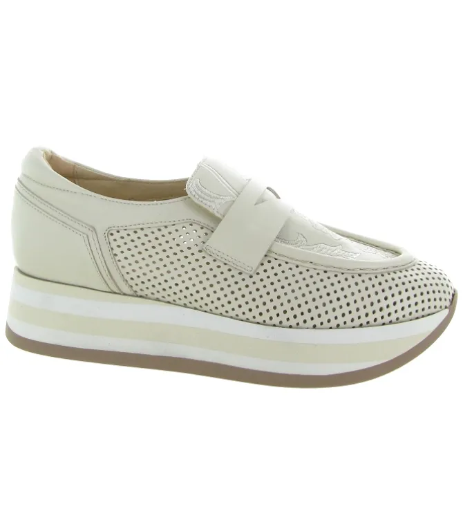 mocassins - Compensé - femme - Nubuck - Crème - Softwaves