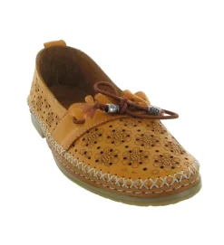 mocassins - Décontracté - femme - Cuir - Orange - Madory