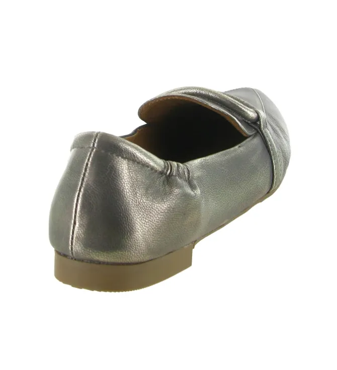 mocassins - Elégant - femme - Cuir - Argent - La vitrina