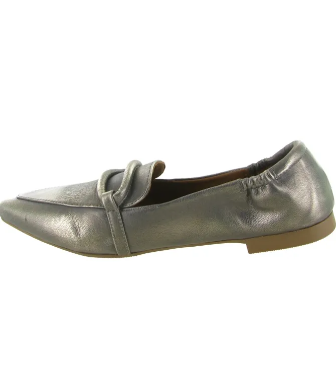 mocassins - Elégant - femme - Cuir - Argent - La vitrina