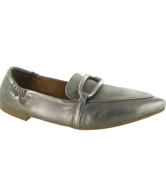 mocassins - Elégant - femme - Cuir - Argent - La vitrina