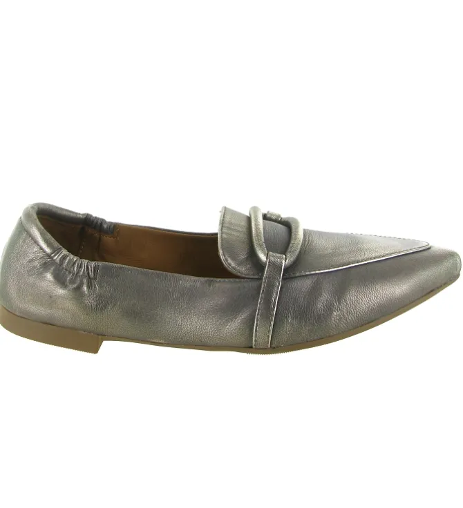 mocassins - Elégant - femme - Cuir - Argent - La vitrina