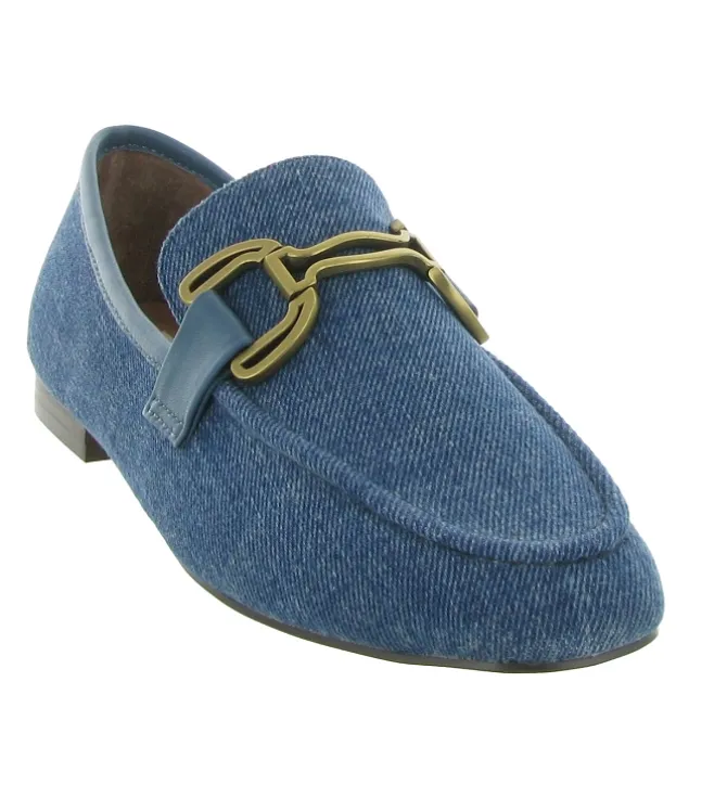 mocassins - Elégant - femme - Cuir - Bleu jean - Bibi lou