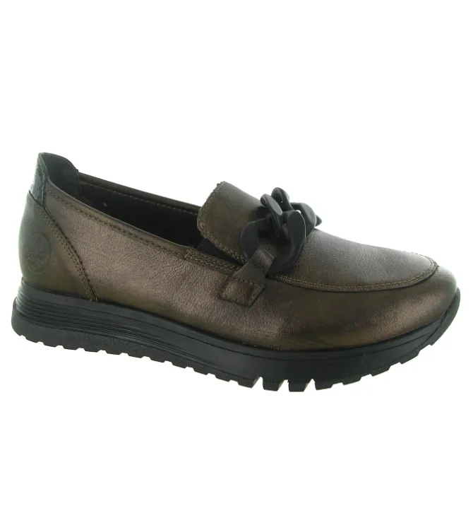 mocassins - Elégant - femme - Cuir - Bronze - Rieker
