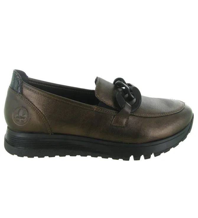 mocassins - Elégant - femme - Cuir - Bronze - Rieker