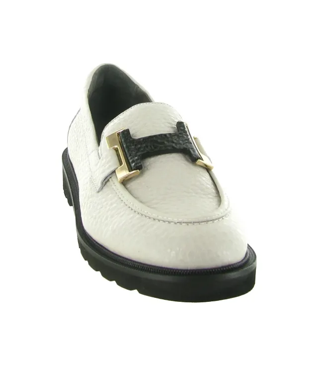 mocassins - Elégant - femme - Cuir Grainé - Crème - Softwaves