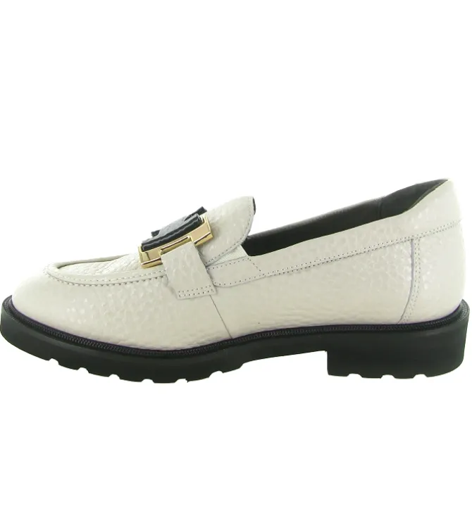 mocassins - Elégant - femme - Cuir Grainé - Crème - Softwaves