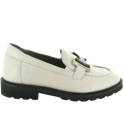 mocassins - Elégant - femme - Cuir Grainé - Crème - Softwaves